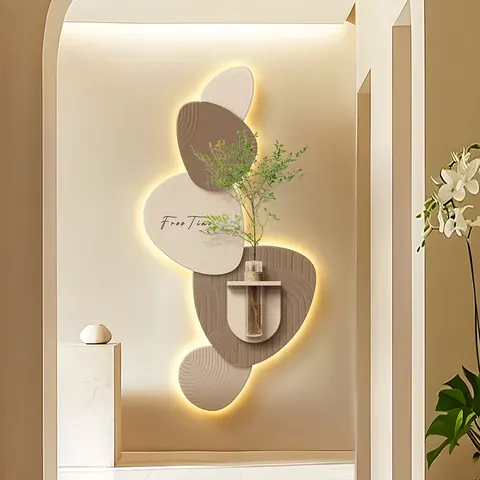 Modern Simplicity Hydroponics Green Plants Sandstone Fabric Art Decor Painting Light-emitting LED Decor Painting