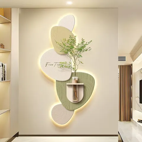 Modern Simplicity Hydroponics Green Plants Sandstone Fabric Art Decor Painting Light-emitting LED Decor Painting