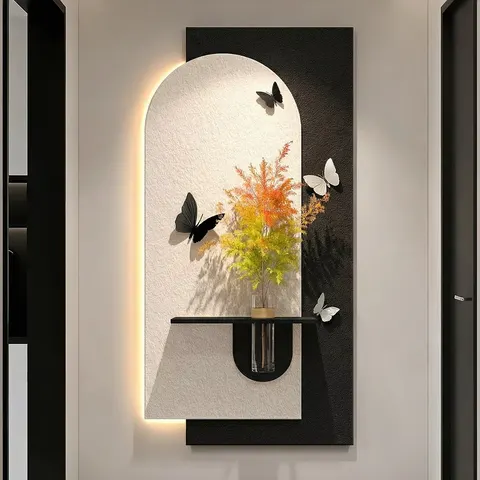 植物 单幅 装饰画 现代简约 客厅背景墙挂画 LED带灯画