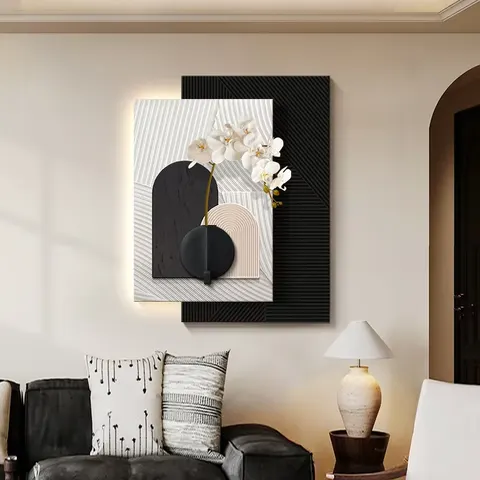 Modern Simplicity Living Room Art Decor Painting Sandstone LED Painting Sofa Background Wall Three-dimensional Mural Painting