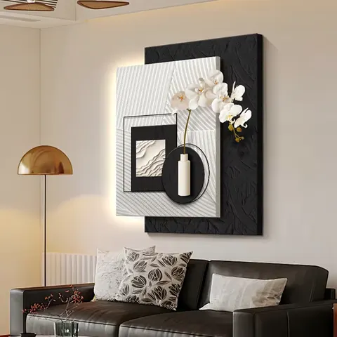 Modern Simplicity Living Room Art Decor Painting Sandstone LED Painting Sofa Background Wall Three-dimensional Mural Painting