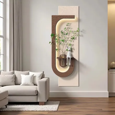 Modern Simplicity Living Room Sofa Background Wall Hydroponic Green Plants Three-dimensional Sandstone With LED Art Decor Draw