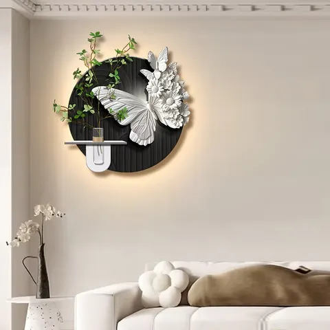 植物 单幅 装饰画 现代简约 餐厅背景墙挂画 LED带灯画