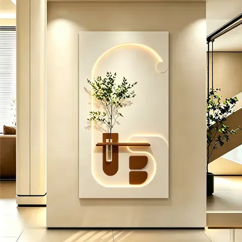 植物 单幅 装饰画 现代简约 客厅背景墙挂画 LED带灯画