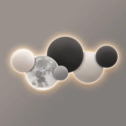 Modern Simplicity Sofa Background Wall Art Decor Mural Painting Moon Sandstone Glowed LED Painting
