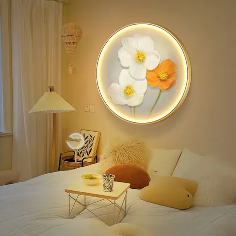 抽象 单幅 装饰画 现代简约 卧室背景墙挂画 LED带灯画