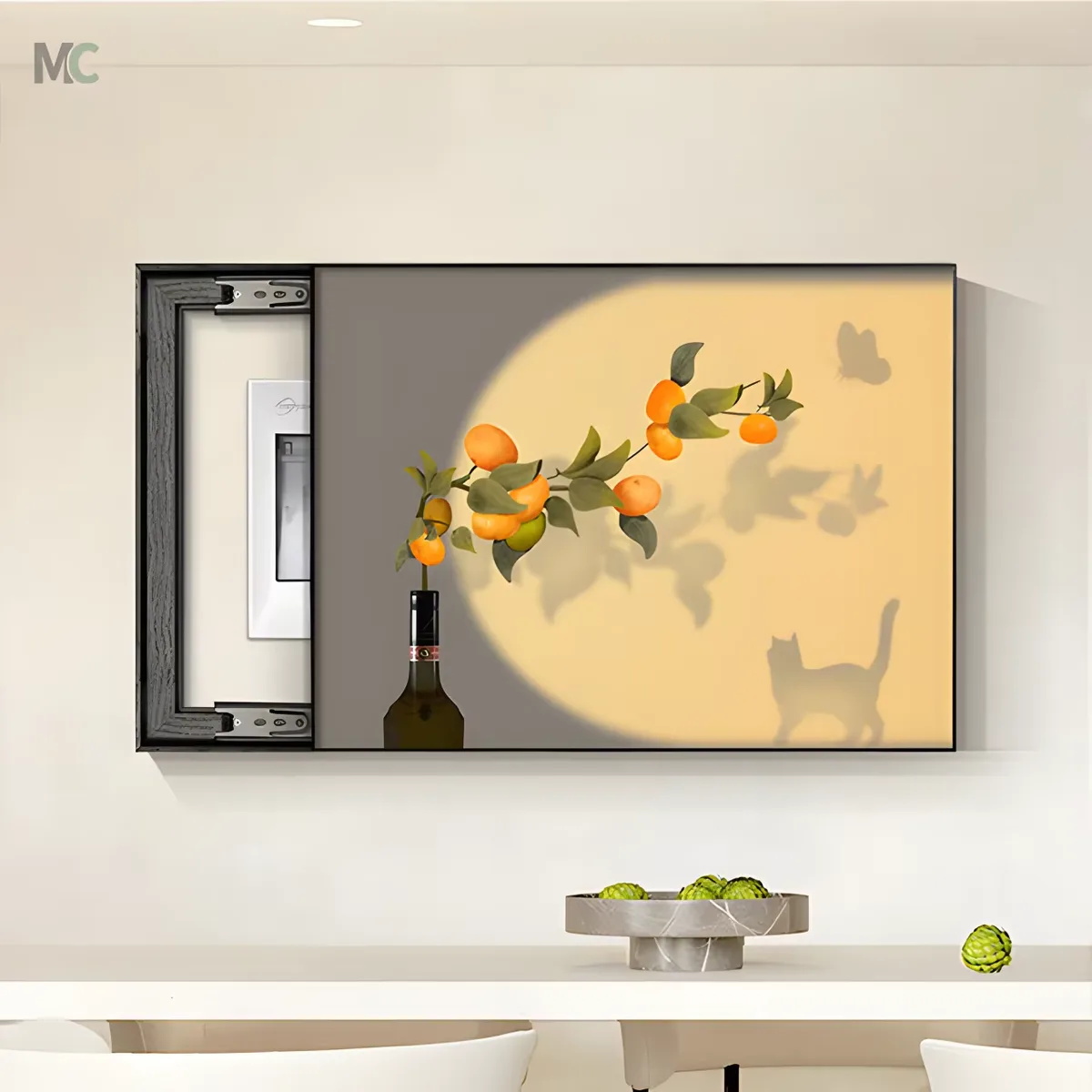 Modern Small Fresh Electric Meter Box Crystal Porcelain Painting Flower Shadow Wall Art Home Decor Painting