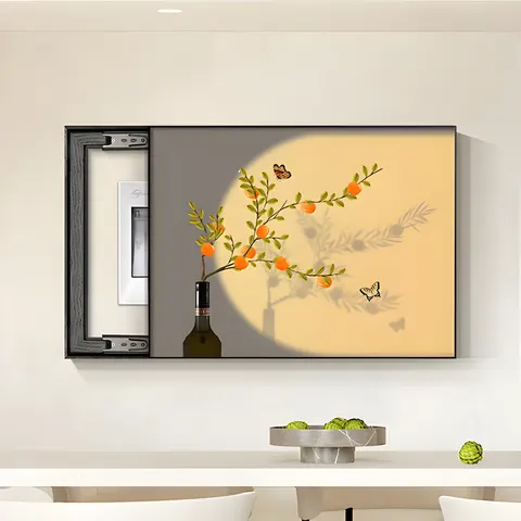 Modern Small Fresh Electric Meter Box Crystal Porcelain Painting Flower Shadow Wall Art Home Decor Painting