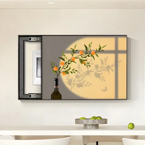 Modern Small Fresh Electric Meter Box Crystal Porcelain Painting Flower Shadow Wall Art Home Decor Painting
