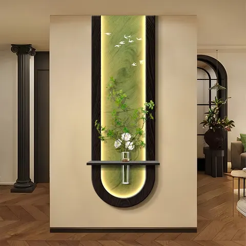 Modern Style Entrance Hall Art Decor Painting Three-dimensional Sandstone Corridor Wall Hanging Painting Hydroponic Plants Mural