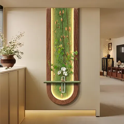 Modern Style Entrance Hall Art Decor Painting Three-dimensional Sandstone Corridor Wall Hanging Painting Hydroponic Plants Mural