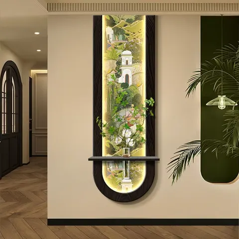 Modern Style Entrance Hall Art Decor Painting Three-dimensional Sandstone Corridor Wall Hanging Painting Hydroponic Plants Mural