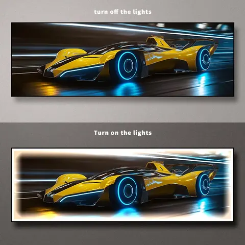 Modern Stylish LED Sports Car Wall Art Illuminated Paintings for Bars and Amusement Arcades Sports Car-themed Wall Lights