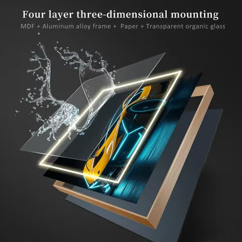 Modern stylish sports car LED illuminated artwork arcade mood lighting; bar wall decoration