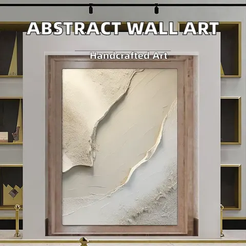 Modern Textured Abstract Wall Art Large White Canvas with Brown Minimalist Modern Beige Hand Painted Wall Decor Oil Medium