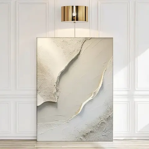 Modern Textured Abstract Wall Art Large White Canvas with Brown Minimalist Modern Beige Hand Painted Wall Decor Oil Medium