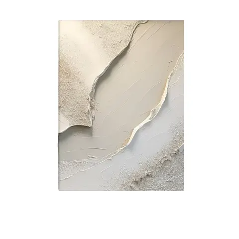 Modern Textured Abstract Wall Art Large White Canvas with Brown Minimalist Modern Beige Hand Painted Wall Decor Oil Medium