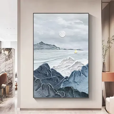 Modern Textured Poster Printing Wall Art  the Sofa Hangs Pictures on the Floor Drawing-room Canvas Crystal Porcelain Painting