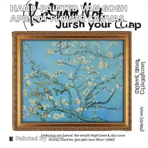 Modern Thick Oil Painting Digital Printing Van Gogh's Famous 'Apricot Flower' Living Room Dining Room Decorative Canvas