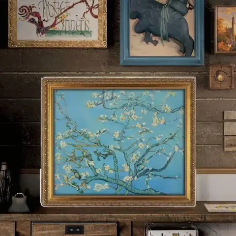 Modern Thick Oil Painting Digital Printing Van Gogh's Famous 'Apricot Flower' Living Room Dining Room Decorative Canvas