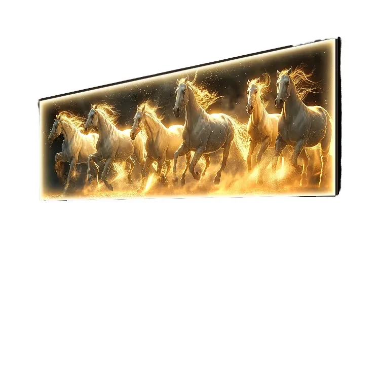 Modern Victorian Era Galloping Horse Animal Wall Art Frameless Oil Painting Gold Coated Canvas Digital Printing Eco-friendly