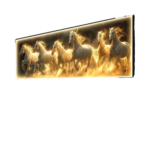 Modern Victorian Era Galloping Horse Animal Wall Art Frameless Oil Painting Gold Coated Canvas Digital Printing Eco-friendly