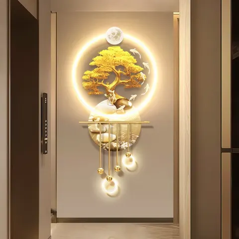Money Tree TV Background Wall Grille Art Home Decor Paintings Living Room UV Engraving Acrylic LED Painting