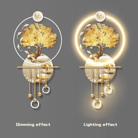 Money Tree TV Background Wall Grille Art Home Decor Paintings Living Room UV Engraving Acrylic LED Painting