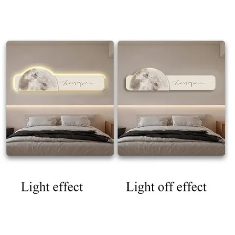 Moon Bedroom Bed Art Decor Painting Advanced Sense Living Room Sofa Background Wall LED Glow Crystal Porcelain Painting