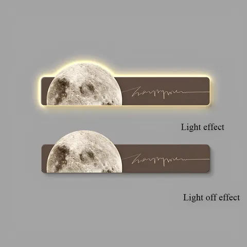 Moon Bedroom Bed Art Decor Painting Advanced Sense Living Room Sofa Background Wall LED Glow Crystal Porcelain Painting