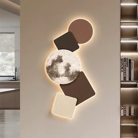 Moon Sandstone Art Home Decor Painting Living Room Corridor Background Wall Sandstone Fabric LED Decor Painting