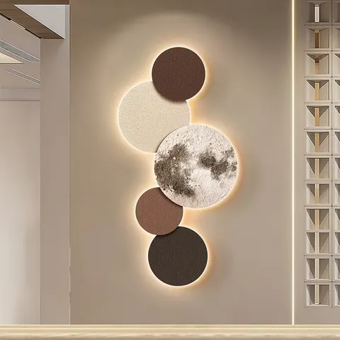 Moon Sandstone Art Home Decor Painting Living Room Corridor Background Wall Sandstone Fabric LED Decor Painting