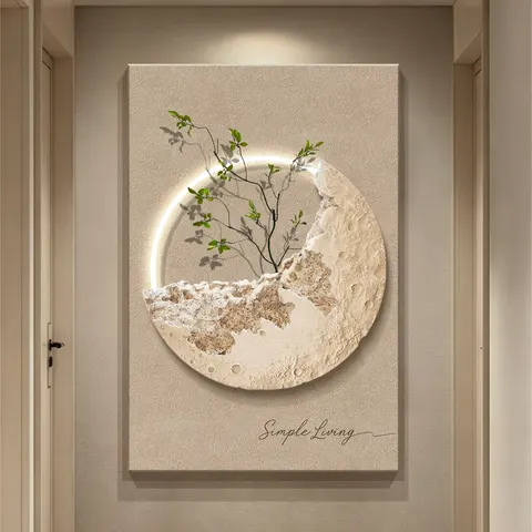 Moon Three-dimensional Sandstone Art Home Decor Painting 3D Three-dimensional Relief Sculpture LED Painting
