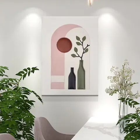 城市 单幅 装饰画 现代简约 餐厅背景墙挂画 手工皮雕
