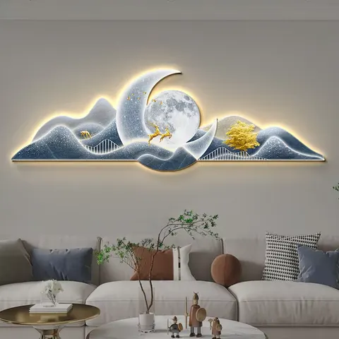 Mountain Range Landscape Luxury Art Home Decor Painting Sofa Background Wall Crystal Porcelain Painting