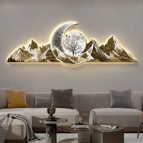 Mountain Range Landscape Luxury Art Home Decor Painting Sofa Background Wall Crystal Porcelain Painting
