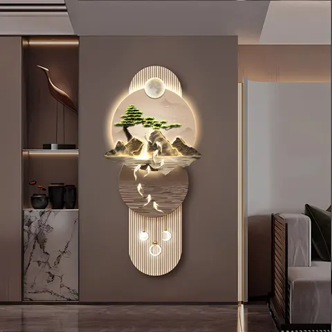 抽象 单幅 装饰画 现代简约 玄关背景墙挂画 LED带灯画