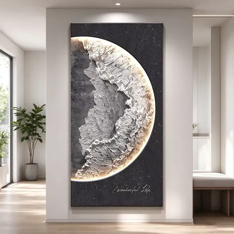 日月星辰 单幅 装饰画 轻奢风 玄关背景墙挂画 LED带灯画