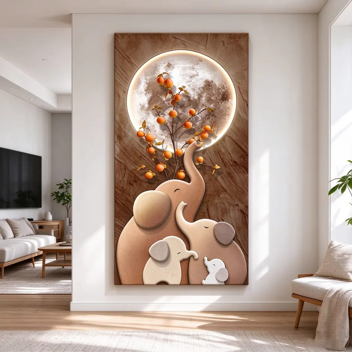日月星辰 单幅 装饰画 现代简约 玄关背景墙挂画 LED带灯画