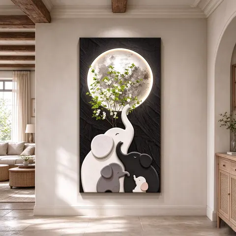 日月星辰 单幅 装饰画 现代简约 玄关背景墙挂画 LED带灯画