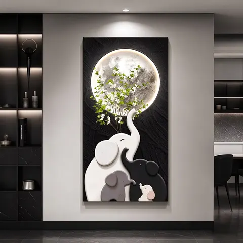日月星辰 单幅 装饰画 现代简约 玄关背景墙挂画 LED带灯画