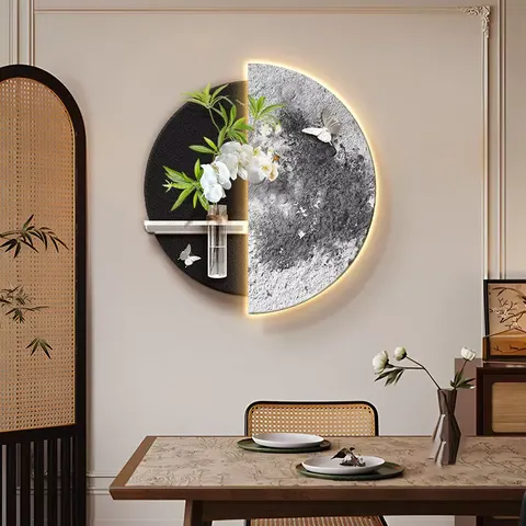 植物 单幅 装饰画 现代简约 客厅背景墙挂画 LED带灯画