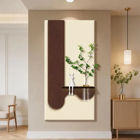 Multiple Layers Sandstone Art Decorative Painting Hydroponics Green Plants LED Wall Surface Mural Painting
