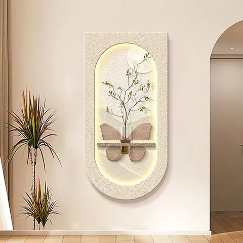 Multiple Layers Sandstone Glowed LED Decor Painting Hydroponic Plants Entrance Hall Home Furnishings Decorative Painting