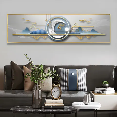 Neo-chinese Style Living Room Wall Art Home Decor Painting Elk Landscape Sofa Background Wall Crystal Porcelain Painting