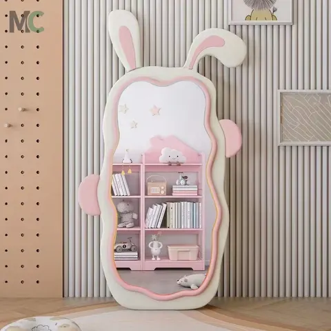 Net Red Rabbit Full Body Mirror Floor Wall Hanging Girl Bedroom Lovely Room Mirror Can Move Special HD Mirror