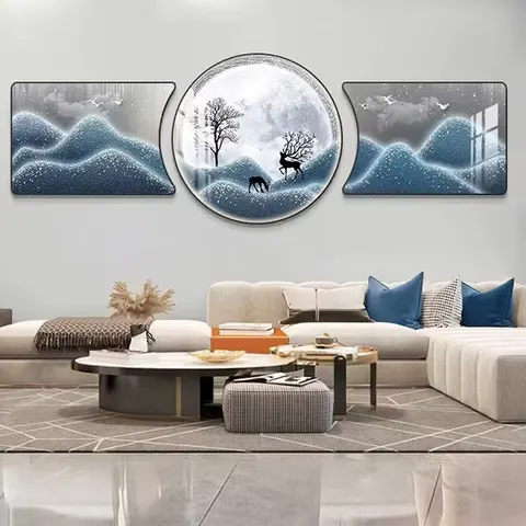 New Arrival Triplet Decorative Painting Modern Simple Living Room Sofa Background Wall Art LED Light Painting Home Decoration