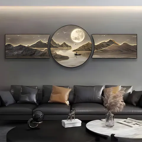 山水 单幅 装饰画 新中式 客厅背景墙挂画 晶瓷画