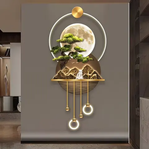 New Chinese Landscape Painting Nine Fish Picture Mural 3D Acrylic Led Art Acrylic Led Wall Art 3D Acrylic Led Wall Art
