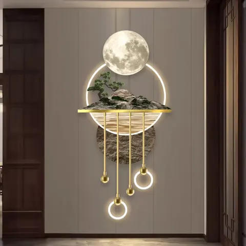 New Chinese Landscape Painting Nine Fish Picture Mural 3D Acrylic Led Art Acrylic Led Wall Art 3D Acrylic Led Wall Art